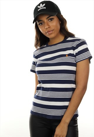 VINTAGE RALPH LAUREN SMALL LOGO STRIPED T SHIRT TEE