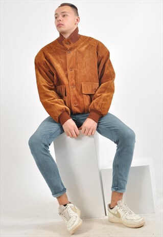 VINTAGE 90'S FAUX SUEDE AVIATOR JACKET
