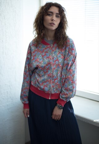 VINTAGE 80'S MULTICOLOUR COTTON BOMBER JACKET