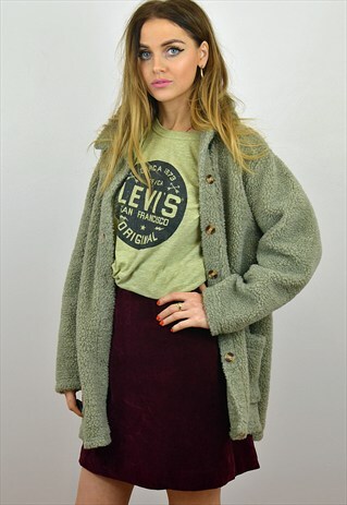 VINTAGE GRUNGE OVERSIZE FAUX FUR JACKET