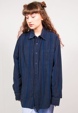 VINTAGE 90'S NAVY BLUE CORD LONG SLEEVE SHIRT