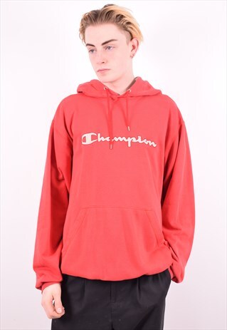 CHAMPION MENS VINTAGE HOODIE JUMPER XXL RED 90'S