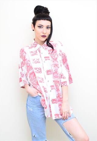 VINTAGE 90'S INDIE ABSTRACT PATTERNED OVERSIZED SHIRT