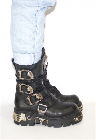 RETRO NEW ROCK GRUNGE PUNK LEATHER GOTH BOOTS