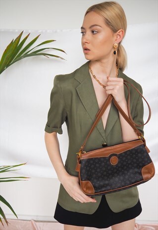 VINTAGE BROWN PATTERNED HANDBAG