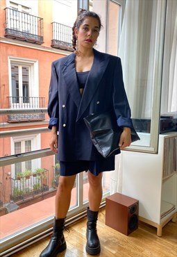 Yves Saint Laurent unisex navy blue wool oversize blazer