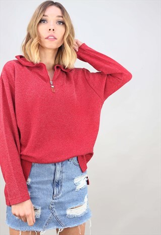 VINTAGE OVERSIZED 1/4 ZIP SWEATSHIRT TOP