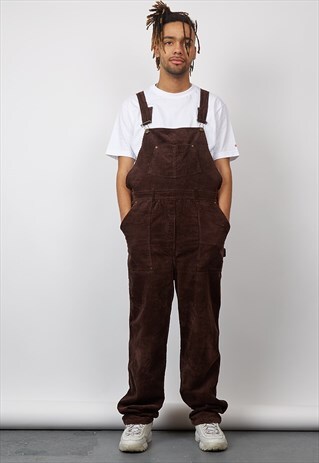 VINTAGE 80'S DARK BROWN CORDUROY DUNGAREES