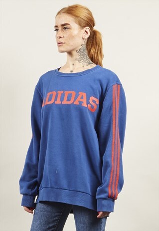 VINTAGE 90'S ADIDAS LOGO BLUE/RED SWEATSHIRT