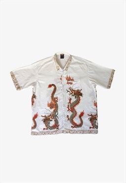Vintage 1990s Oriental Chinese Dragon Print Shirt