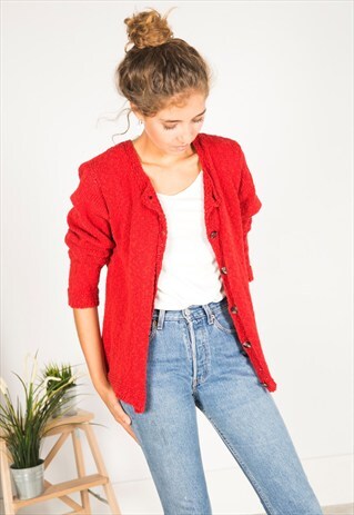VINTAGE 80S CASUAL KNIT CARDIGAN / R02763