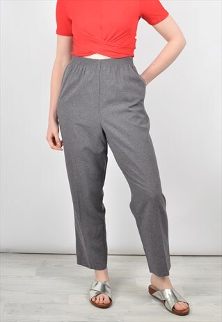 VINTAGE 80S HIGH WAIST TROUSERS IN MOTTLED GREY