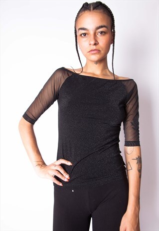 VINTAGE GIANFRANCO FERRE Y2K GLITTERY TOP ID:A242