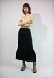 Vintage 90's High Waist Pencil Midi Skirt in black XS 