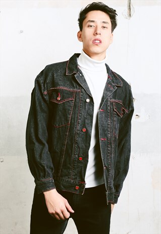 VINTAGE 90S BLACK DENIM JACKET