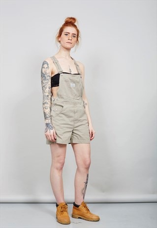 VINTAGE 80'S WHITE TAB BEIGE LEVI'S DUNGAREE SHORTS