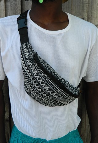 MONOCHROME WOVEN MULTI PRINT BUM BAG