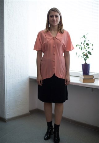 VINTAGE 80'S PEACH SHORT SLEEVED LONG FIT TOP
