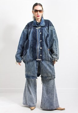 Vintage 80's denim jacket insulated jean coat oversized