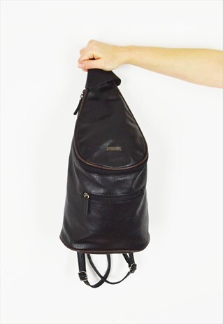 BLACK FAUX LEATHER RUCKSACK