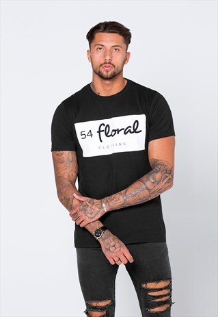 54 FLORAL CORE LINEAR GRAPHIC T-SHIRT - BLACK/WHITE