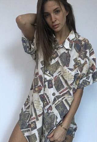 PATTERNED OVERSIZED RETRO VINTAGE UNISEX FESTIVAL SHIRT