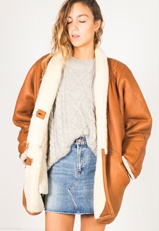 VINTAGE 80S WINTER SHEEPSKIN COAT / R016