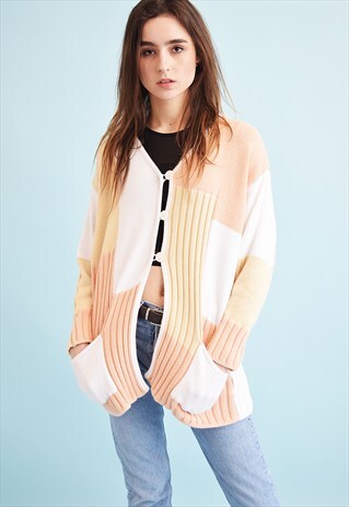 90'S RETRO PASTEL KNITTED OVERSIZED MOMS CARDIGAN TOP
