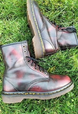 Dr Marten rub off red leather Boots UK 4 1460 Pascal