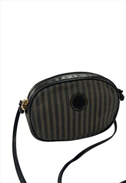 Womens Vintage Fendi handbag brown stripy messenger bag