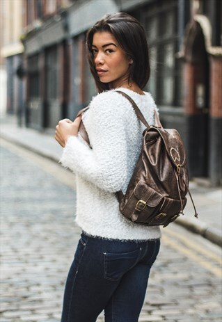 MEDIUM GREY LEATHER BACKPACK