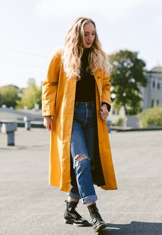 VINTAGE 80S YELLOW TRENCH COAT
