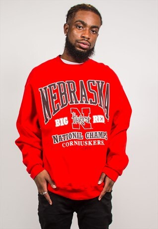 90'S NEBRASKA CORNHUSKERS RED COLLEGE SWEATSHIRT SWEATER