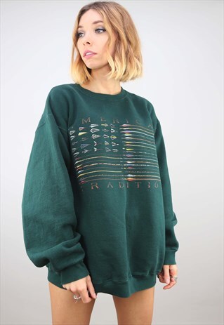 VINTAGE OVERSIZED AMERICAN TRADITION GREEN SWEATSHIRT