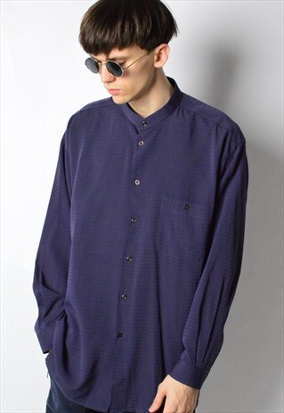 VINTAGE 90S PURPLE COLLARLESS LONG SLEEVE SHIRT