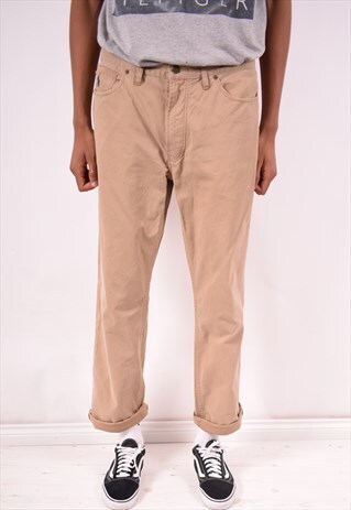 POLO RALPH LAUREN MENS VINTAGE TROUSERS W34 L32 KHAKI 90S