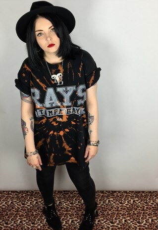 TIE DYE VINTAGE TAMPA BAY RAYS T-SHIRT IN BLACK SIZE XL