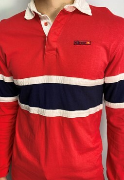 Vintage Ellesse Polo shirt in red, navy and white (S)
