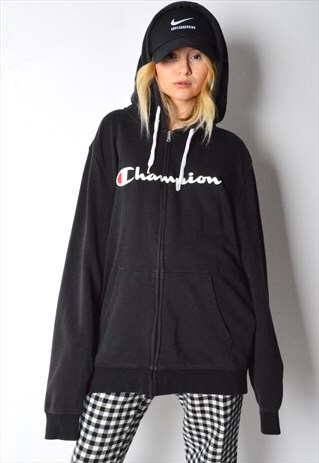 BLACK CHAMPION HOODIE JACKET