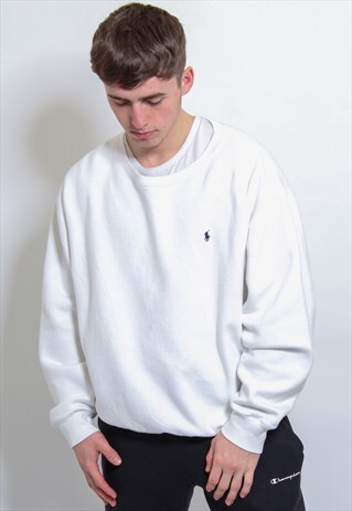 VINTAGE RALPH LAUREN CREW NECK SWEATER WHITE XL