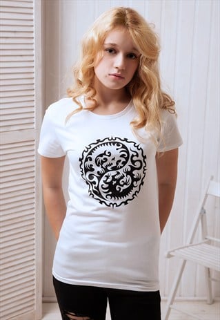 YIN YANG T SHIRT - TAOISM CHINESE JAPANESE DRAGON TAIJITU