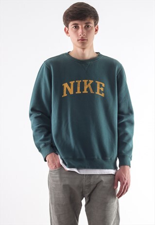 VINTAGE NIKE CREW NECK 90S GREEN BIG LOGO