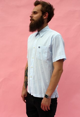 VINTAGE 90'S SHIRT IN SMALL CROSSED LINES BY FRED PERRY