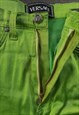 90S VINTAGE VERSACE JEANS COUTURE LIME GREEN SLIM FIT TROUSE