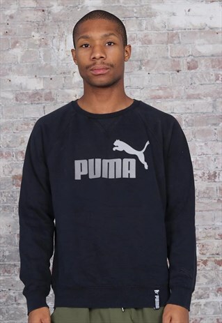 VINTAGE PUMA BIG LOGO SPELL OUT SWEATSHIRT NAVY BLUE