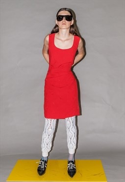 Vintage Y2K French girl sheath dress in candy red