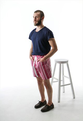 STRIPED JEANS SHORTS / PINK JEANS SHORTS