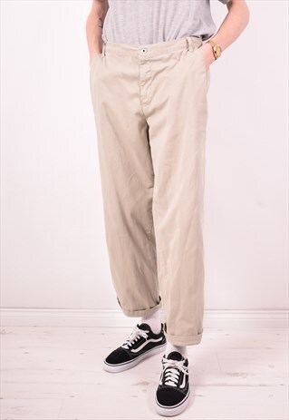 CALVIN KLEIN MENS VINTAGE TROUSERS W32 L29 BEIGE 90S