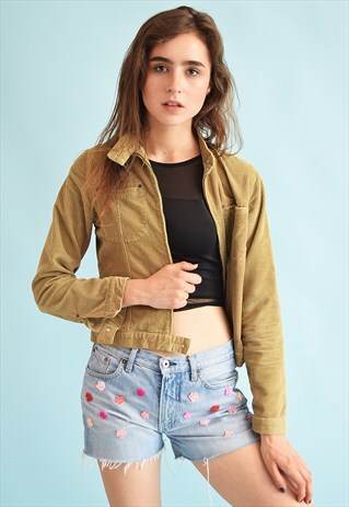 90'S RETRO CORDUROY BOHO FESTIVAL NEUTRAL JACKET TOP