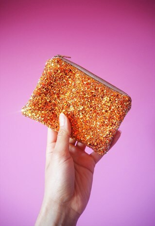 BURNT ORANGE GLITTER COIN PURSE